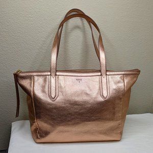 EUC Fossil Sydney Rose Gold Tote Shopper Bag